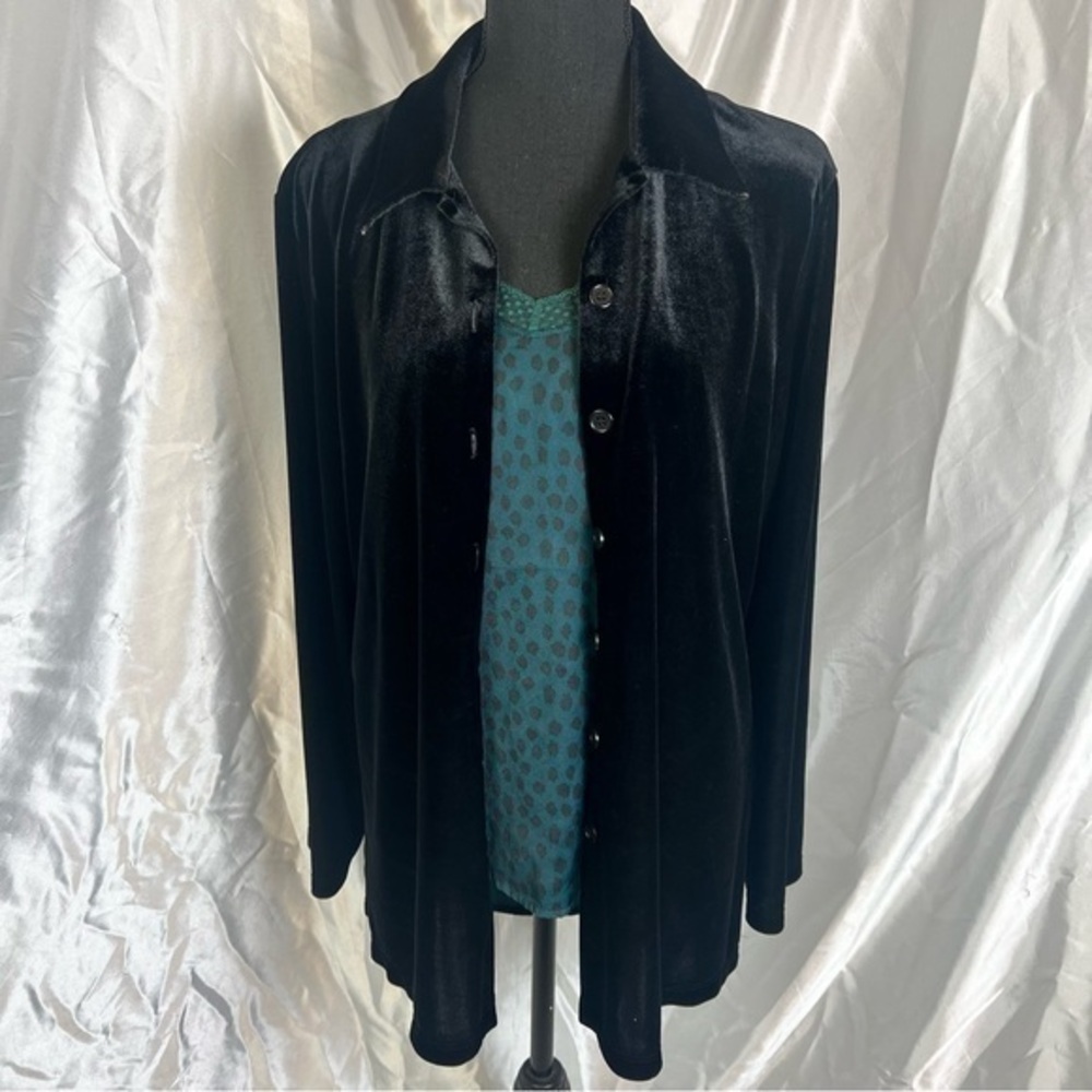 Vintage Black Velvet Button Down Blouse Shacket